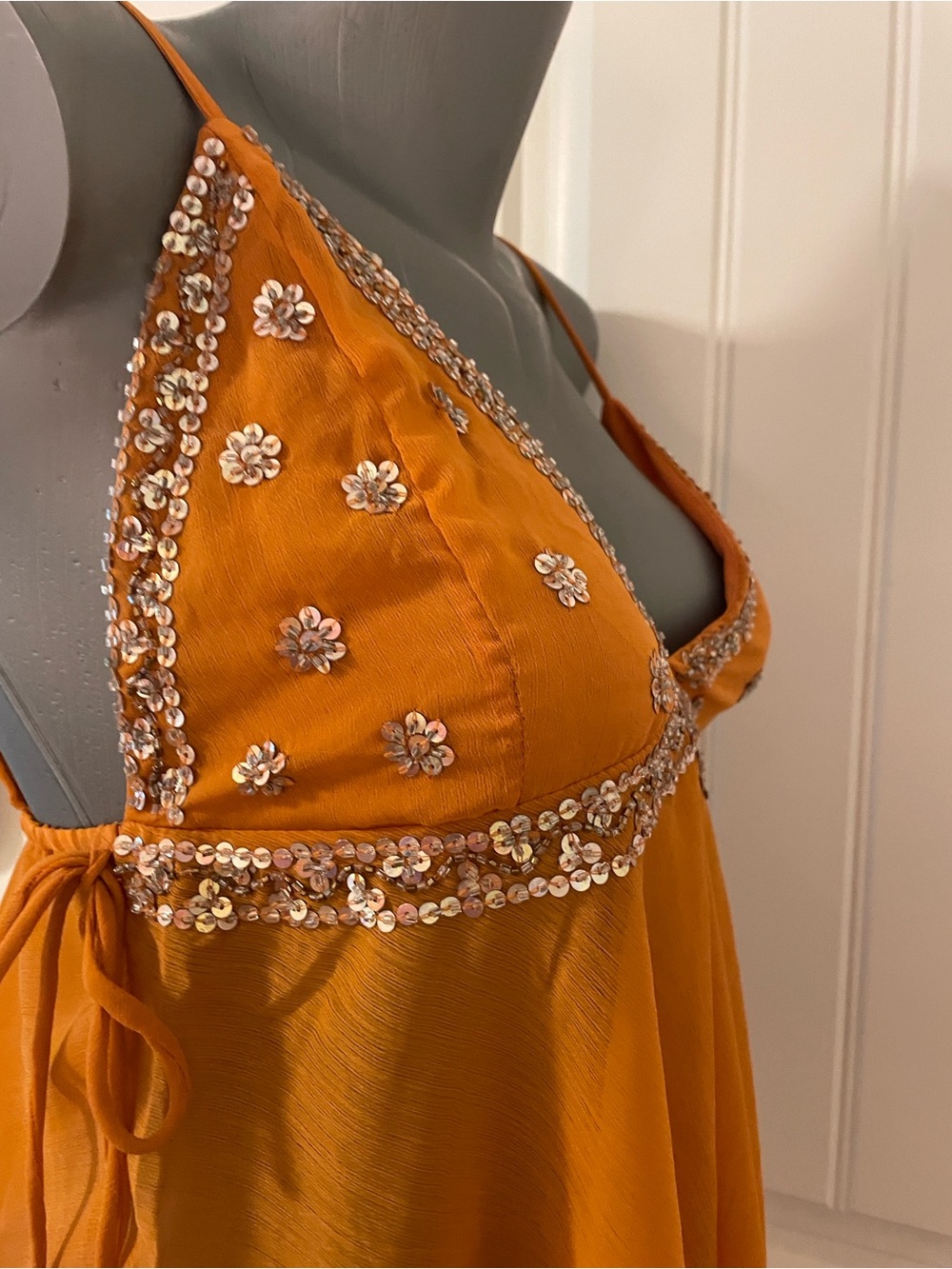 Live 4 Truth Rust-Orange Sequin-Trim Sheer Handkerchief Hem Camisole - Picture 5 of 6
